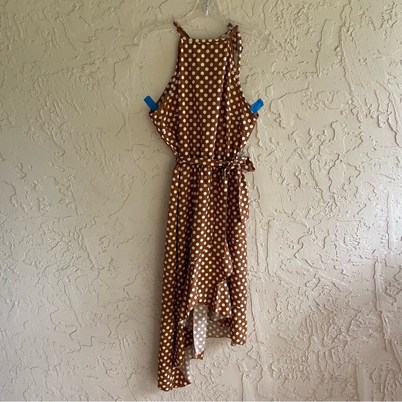 Amazon Ecowish Brown Polkadot Midi Dress - Picture 6 of 16